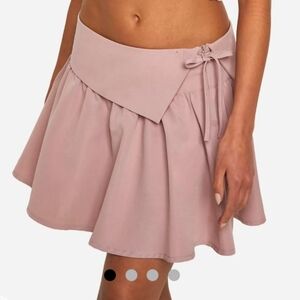 Foldover Waistband Pleated Flare Mini Skirt